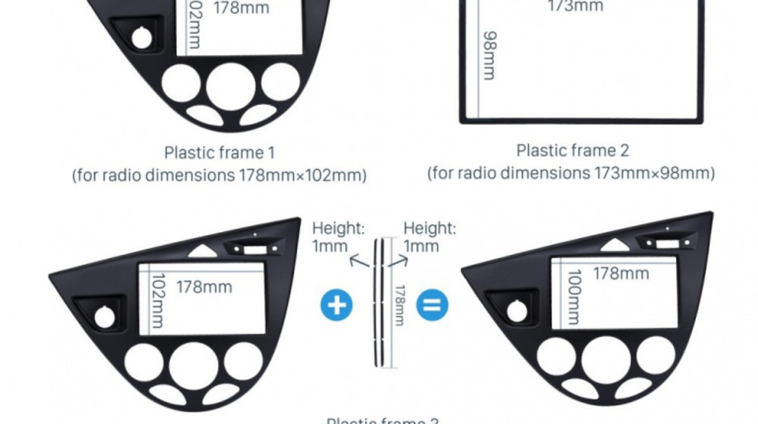 Rama Adaptoare Player Ford Focus 1 1998-2004 2 Din 1120 Negru