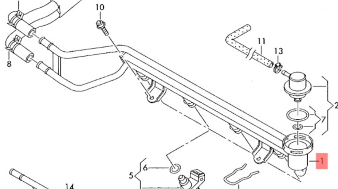 Rampa injectoare Audi A3 8L AEH 06A133317A OEM 06A133317A