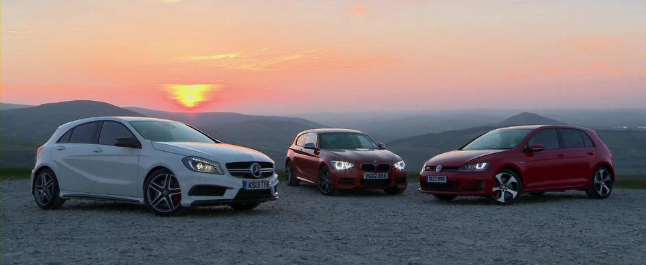 Razboiul hot-hatch-urilor: Mercedes A45 AMG vs BMW M135i vs VW Golf GTI