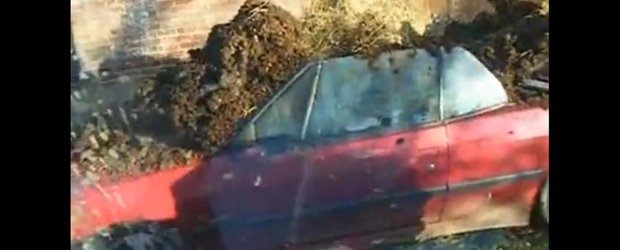 Razbunarea unui sot inselat: masina cabrio plina cu balega