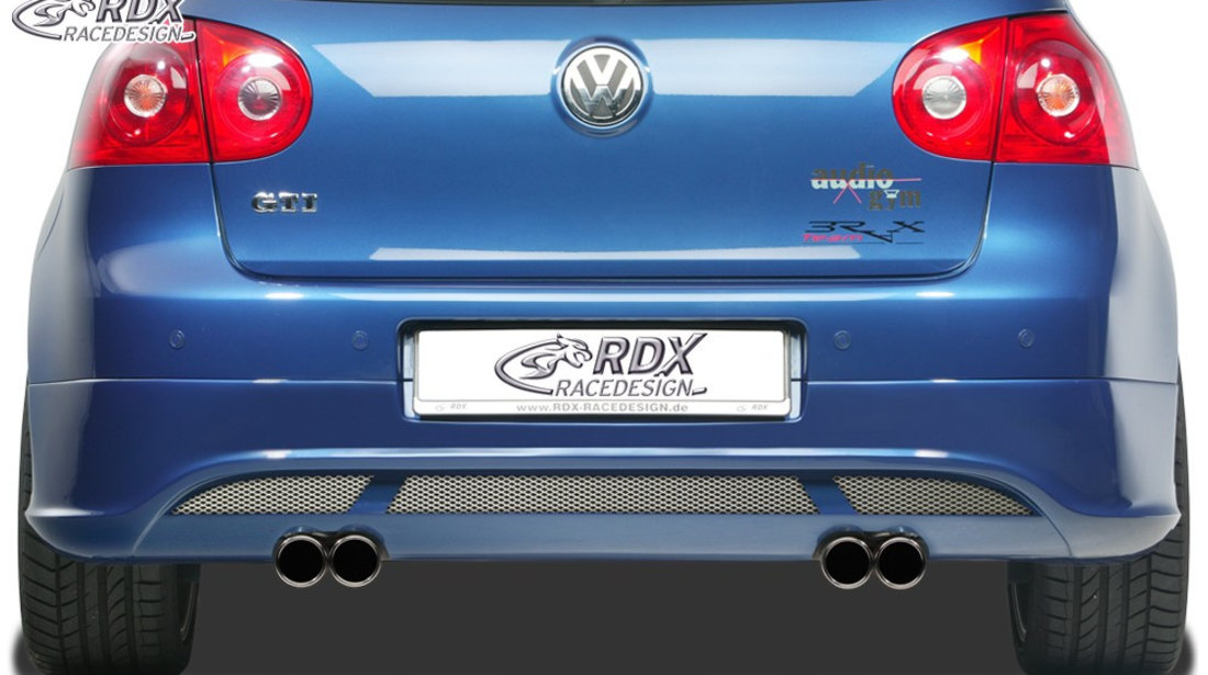 RDX Difuzor Difuzor prelungire bara spate pentru VW Golf 5 "V2" cu teava esapament stanga & dreapta Fusta bara spate Heck RDHA031-D material ABS