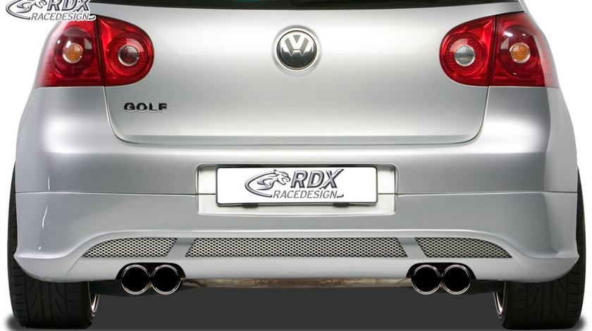 RDX Difuzor Difuzor prelungire bara spate pentru VW Golf 5 "V2" cu teava esapament stanga & dreapta Fusta bara spate Heck RDHA031-D material ABS