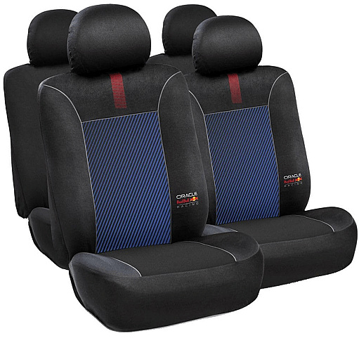 Red Bull Racing Set Huse Scaun Auto Fata / Spate Negru / Albastru 55673