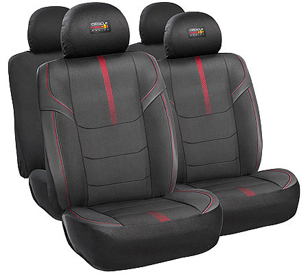 Red Bull Racing Set Huse Scaun Auto Fata / Spate Negru / Rosu 55675