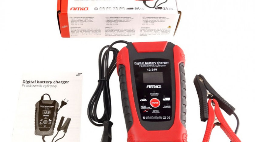 Redresor Digital, Încărcător Baterie 6A/3A, 12V/24V Amio DBC-03 02379