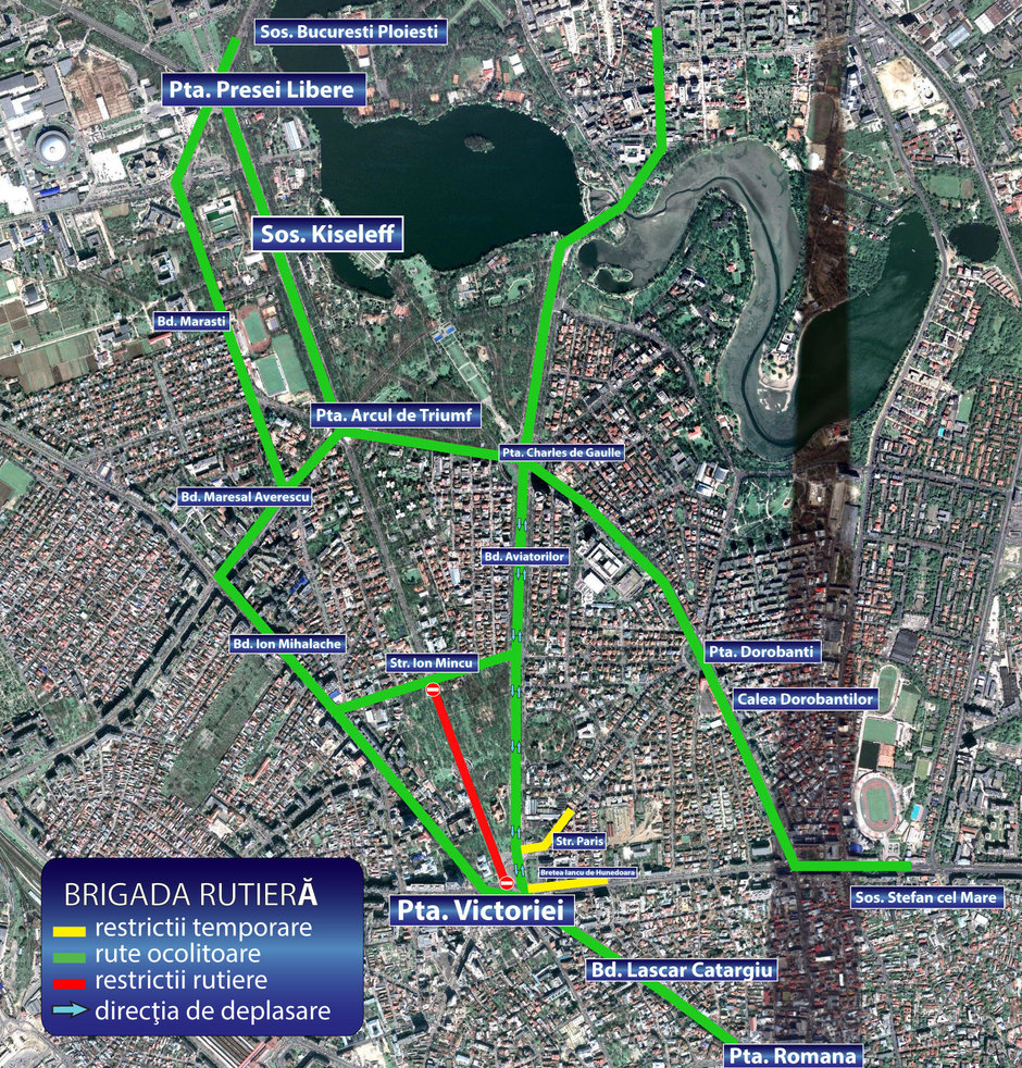 Restrictii de circulatie in Piata Victoriei peste week-end