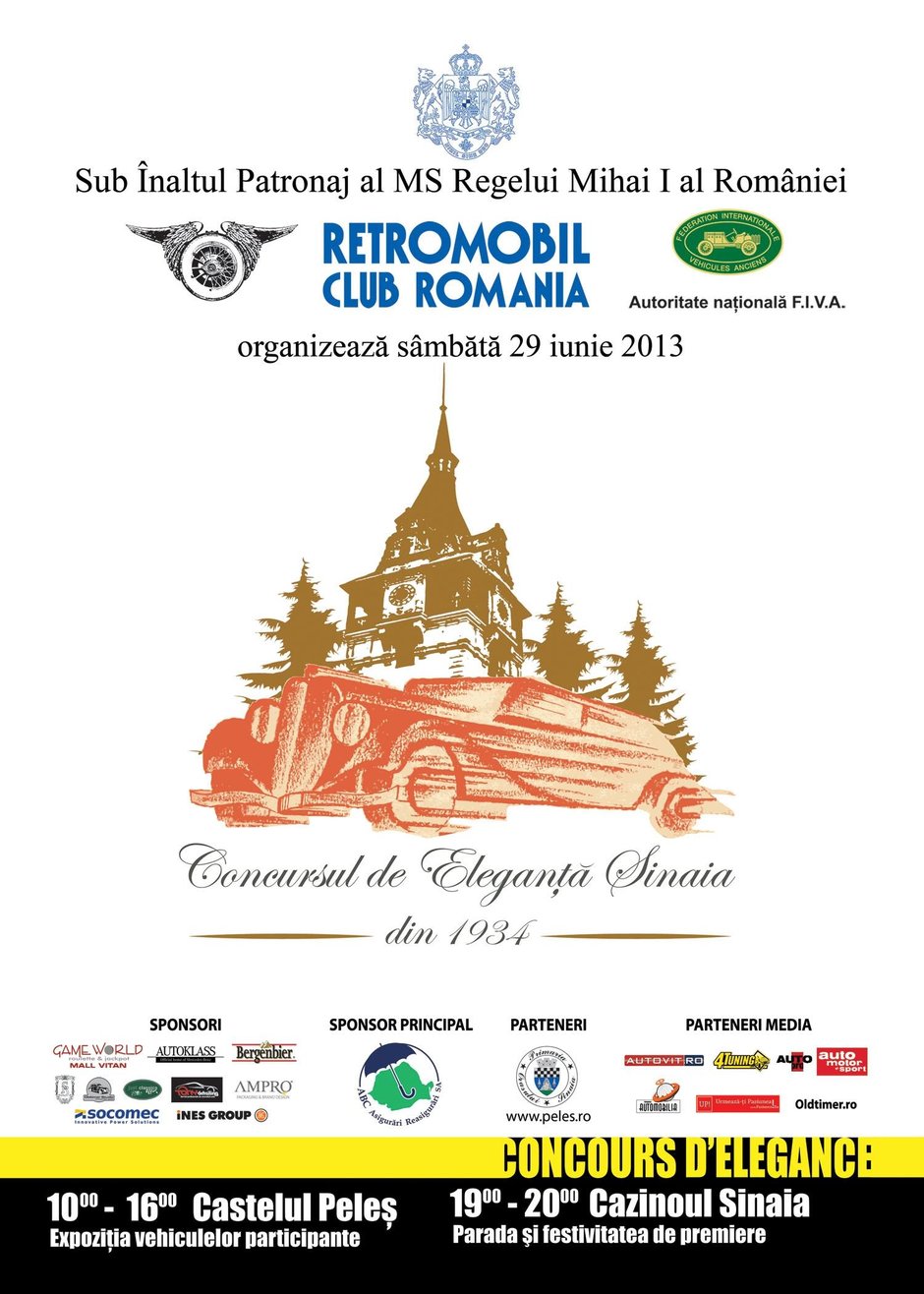 Retromobil Club Romania prezinta Concursul de Eleganta Sinaia, pe 29 iunie