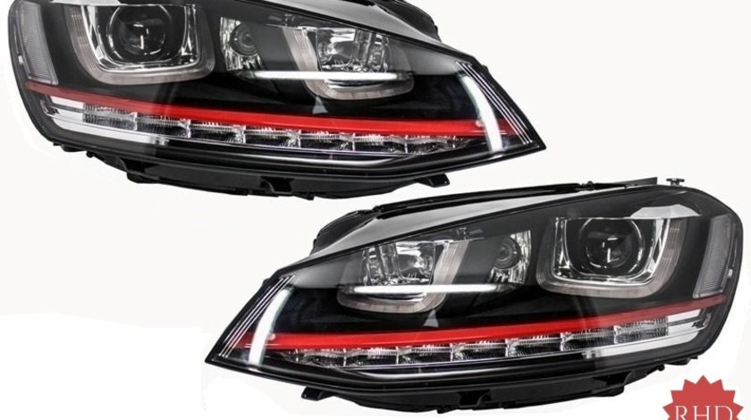 RHD Faruri 3D LED compatibil cu VW Golf 7 VII (2012-2017) R20 GTI Design Semnal Dinamic LED HLVWG7GTILEDFWRHD