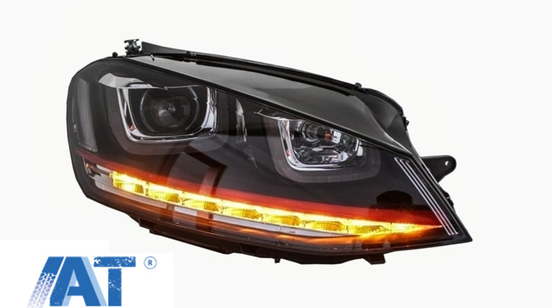 RHD Faruri 3D LED compatibil cu VW Golf 7 VII (2012-2017) R20 GTI Design Semnal Dinamic LED