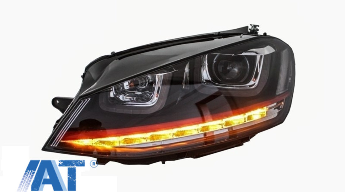 RHD Faruri 3D LED compatibil cu VW Golf 7 VII (2012-2017) R20 GTI Design Semnal Dinamic LED