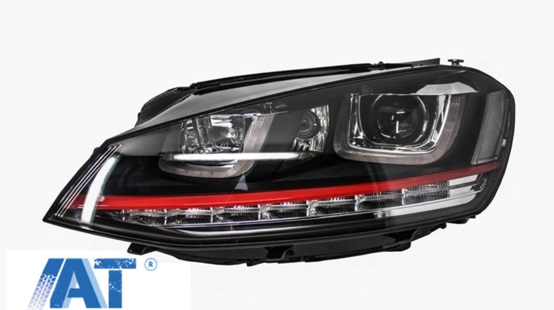 RHD Faruri 3D LED compatibil cu VW Golf 7 VII (2012-2017) R20 GTI Design Semnal Dinamic LED