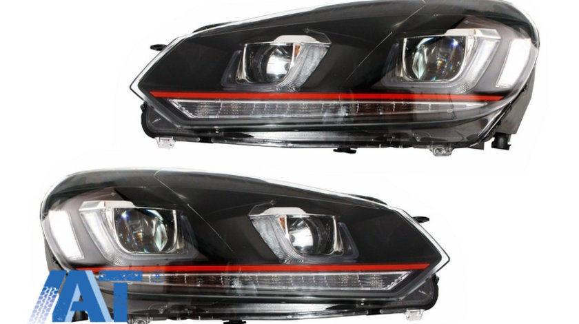 RHD Faruri LED compatibil cu VW Golf 6 VI (2008-2013) Golf 7 U Design Rosu GTI Semnal Dinamic