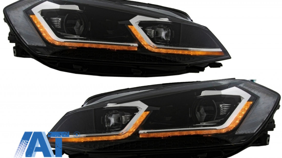 RHD Faruri LED compatibil cu VW Golf 7.5 VII Facelift (2017-up) cu Semnal Dinamic