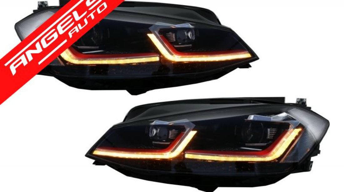 RHD Faruri LED VW Golf 7.5 VII (2017+) GTI Look cu Semnal Dinamic