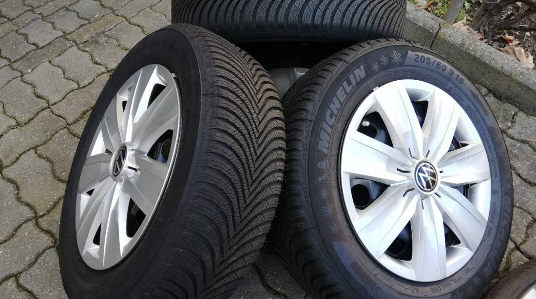 Roți iarna 5x112 + 205/60 R16 Michelin,capace orig.VW T-Roc(Passat,Golf 7,8,Jetta,Touran,Tiguan)etc