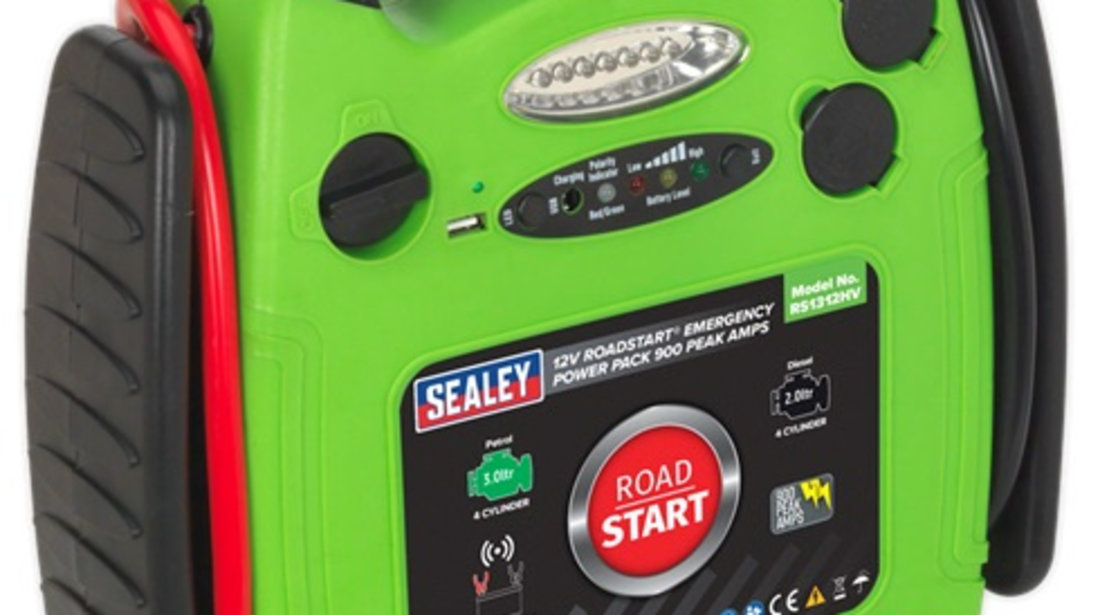 Robot Pornire Sealey 900A 12V RoadStart® Emergency Jump Starter Hi-Vis Green SEA RS1312HV