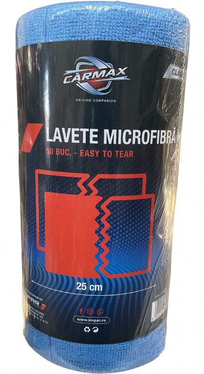 Rola 50 Buc Laveta Microfibra Carmax Albastru 25x25cm 53913