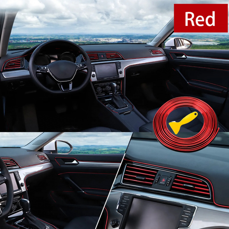 Rola Banda Decor Interior Auto Crom Tuning 5M Rosu AVX-AG679