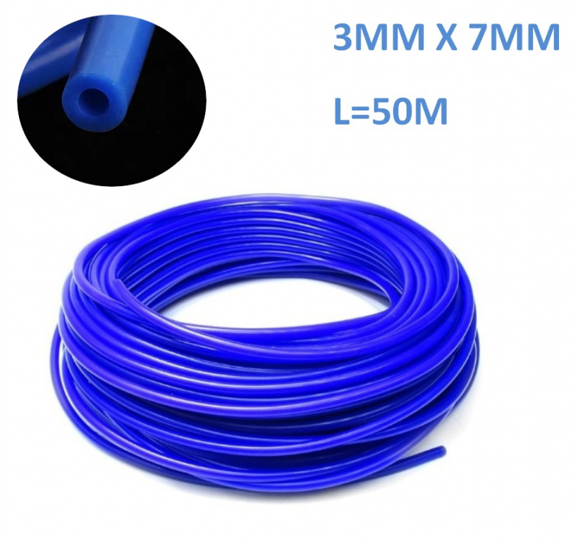 Rola Furtun Vacuum Flexibil De Silicon Pentru Vid 3 x 7mm Albastru 50M IN0350