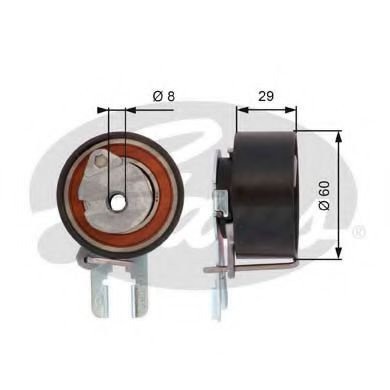 Rola intinzator,curea distributie PEUGEOT EXPERT caroserie (VF3A, VF3U, VF3X) (2007 - 2016) GATES T4...