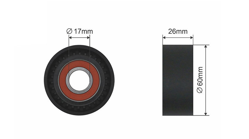 ROLA INTINZATOR CUREA TRANSMISIE, CITROEN BERLINGO, C5 III, JUMPY, NEMO, XSARA PICASSO, FIAT SCUDO, PEUGEOT 206, 206+, 206 SW, 407, 407 SW, BIPPER, BIPPER TEPEE, EXPERT 1.4D/1.6 d 09.01-