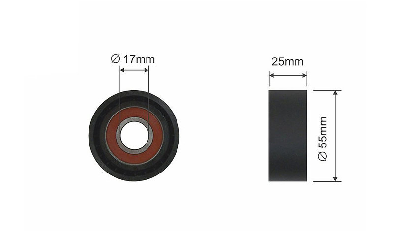 ROLA INTINZATOR CUREA TRANSMISIE, CITROEN BERLINGO, C3 I, C5 II, XSARA, XSARA PICASSO, FORD FIESTA V, FUSION, MAZDA 2, PEUGEOT 206, 206 SW, 407, 407 SW, PARTNER, PARTNERSPACE 1.4D/1.6 d 09.01-