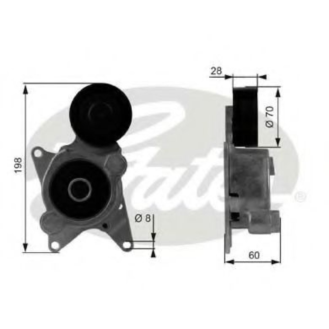 Rola intinzator,curea transmisie TOYOTA AVENSIS (T25) (2003 - 2008) GATES T38435 piesa NOUA