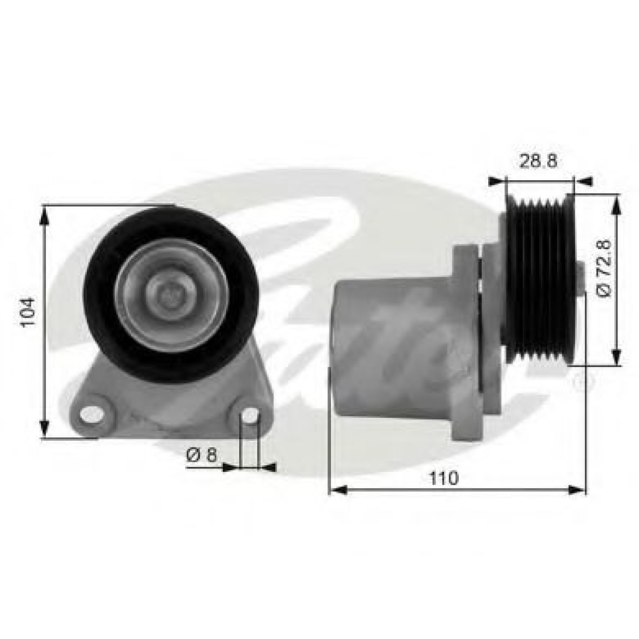 Rola intinzator,curea transmisie VOLVO V70 III (BW) (2007 - 2016) GATES T38204 piesa NOUA