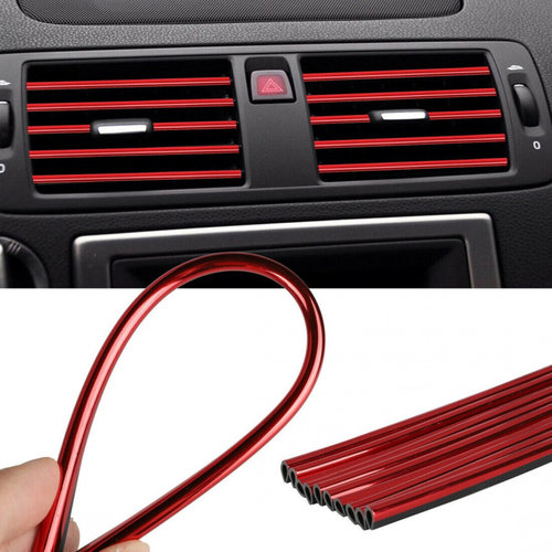 Rola Ornament Auto De Tip &quot;U&quot; Pentru Muchii Sau Grila Ventilatie, 15m Liniari, Culoare Ros...