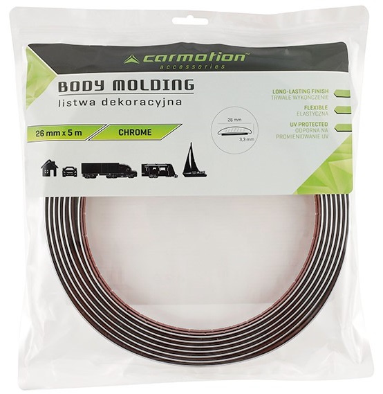 Rola Ornament Banda Decorativa Crom Cu Adeziv 26 mm x 5 m Carmotion 58992