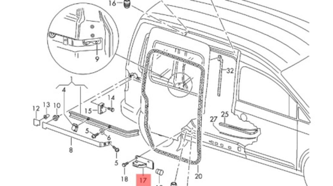 Rola sina ghidaj usa culisanta dreapta Volkswagen Caddy (2KB) 2006 1.9 TDI OEM 2K0843414A