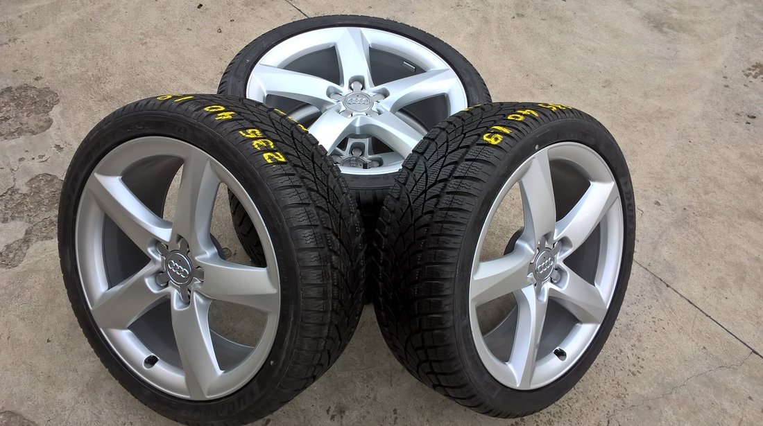 Roti iarna 19 toli originale audi A4 A5 A6 cu anvelope noi 235 40 19 dunlop winter 3d