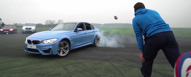 Rugbisti vs. BMW M3: cate mingi poti baga intr-un M3 care face drift?