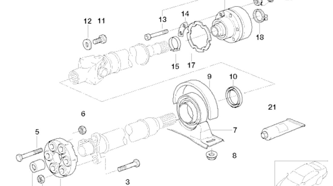 Rulment intermediar cardan+suport BMW seria 5 E 39 (fig.7) BMW OE 26121229431