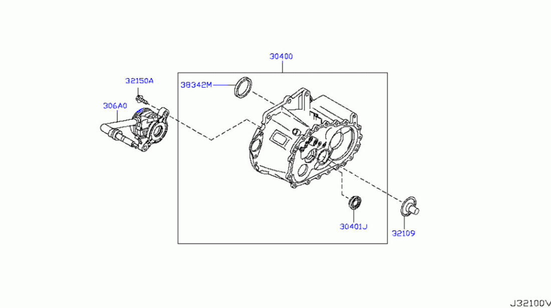 Rulment presiune ambreiaj Nissan X-Trail II motor 2,0 dCi VALEO 306A0-JA60B