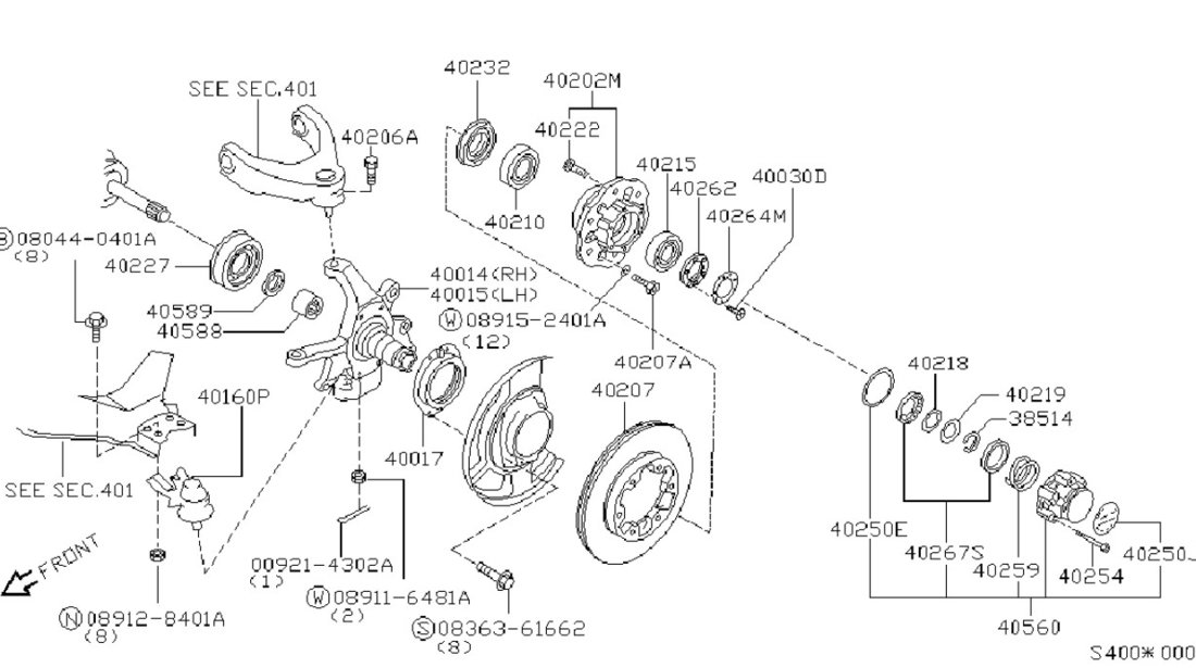 Rulment punte fata Nissan Terrano II BTA J4701029