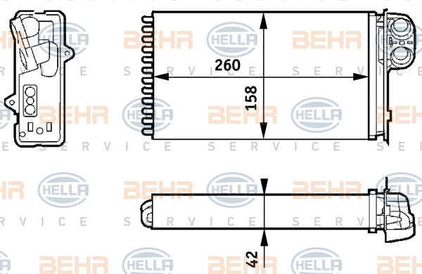 Schimbator caldura, incalzire habitaclu (8FH351313421 HELLA) RENAULT