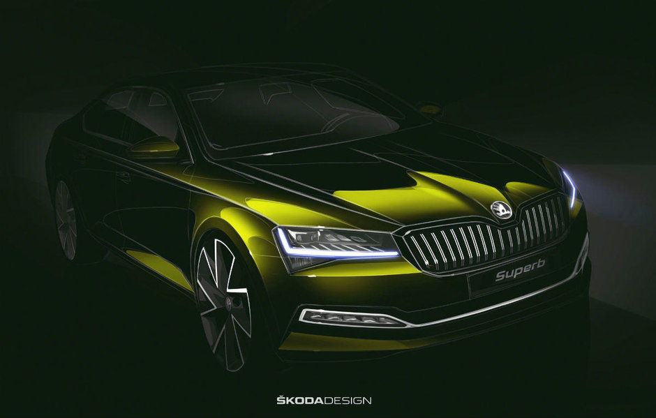 Schita oficiala Skoda Superb facelift