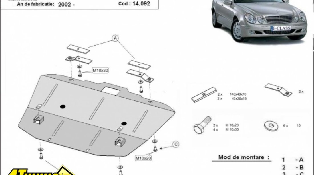 Scut auto metalic Mercedes E class W211 incepand cu 2002