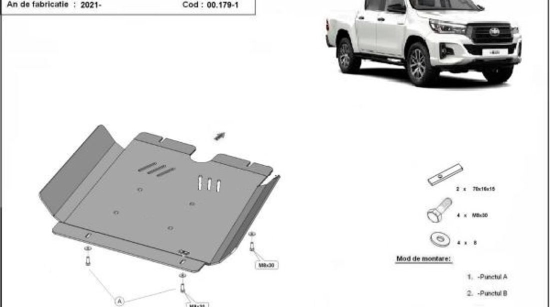 Scut cutie de viteze din aluminiu 6mm Toyota Hilux Invincible 2021-prezent