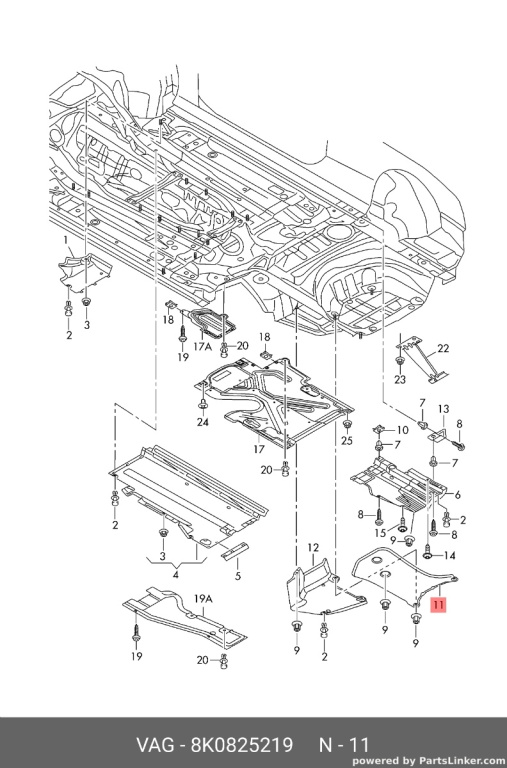 Scut inferior locas roata rezerva Audi A4 B8 2.0 TDI CAG Sedan 2009 OEM 8K0825219
