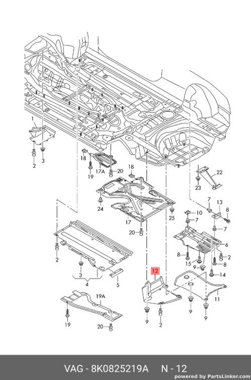 Scut inferior locas roata rezerva Audi A4 B8 2.0 TDI CAG Sedan 2009 OEM 8K0825219A