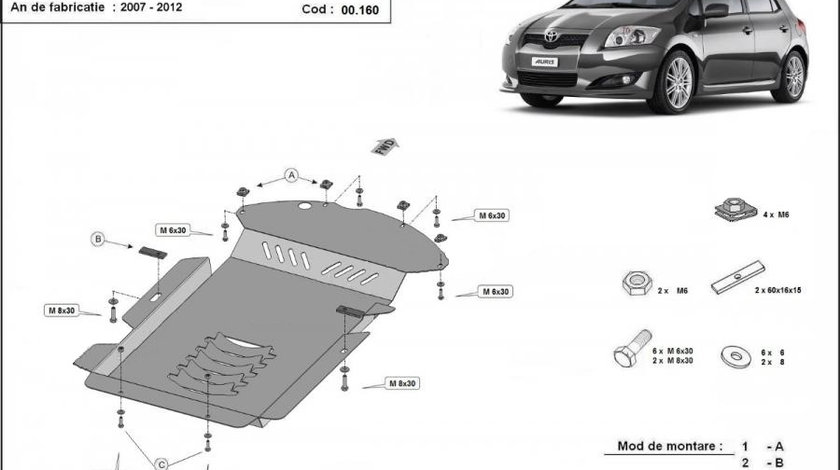 Scut metalic antifurt catalizator Toyota Auris 2007-2018