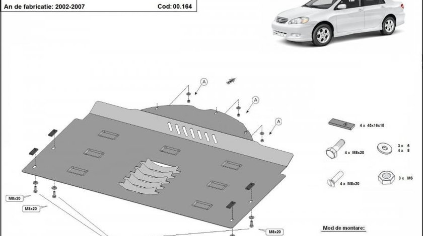 Scut metalic antifurt catalizator Toyota Corolla 2002-2007