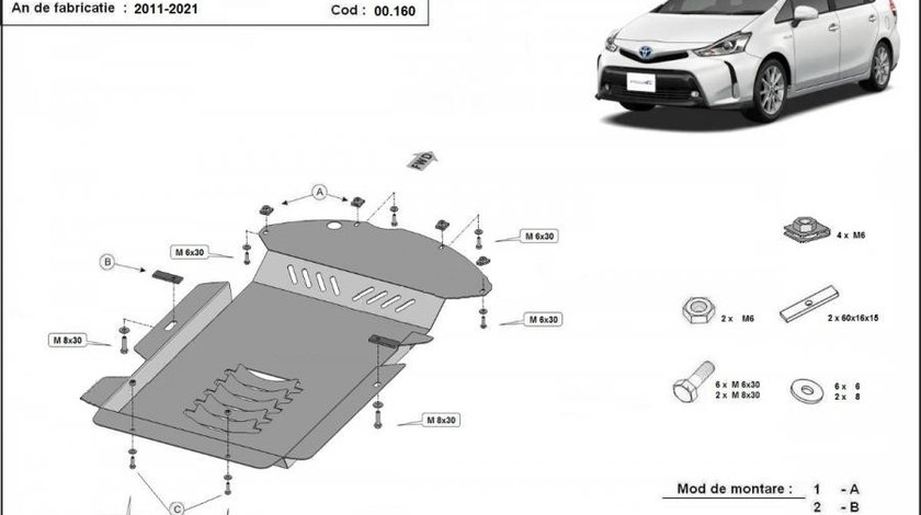 Scut metalic antifurt catalizator Toyota Prius 3+ 2015-2021