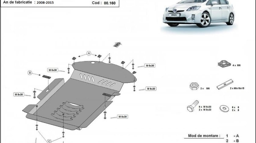 Scut metalic antifurt catalizator Toyota Prius 2009-2015