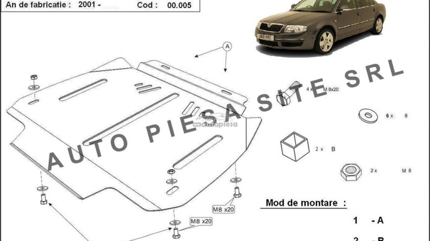 Scut metalic cutie automata Skoda Superb fabricata in perioada 2001 - 2008 APS-00,005 piesa NOUA