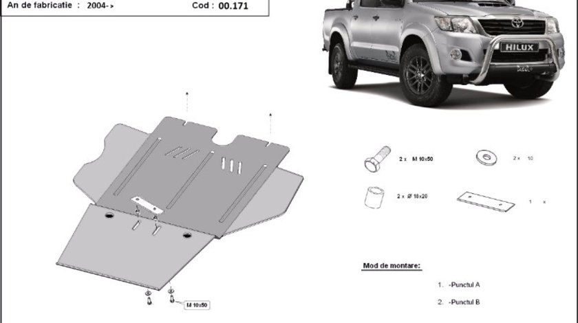 Scut metalic cutie de viteze, diferential si filtru particule Toyota Hilux 2005-2015