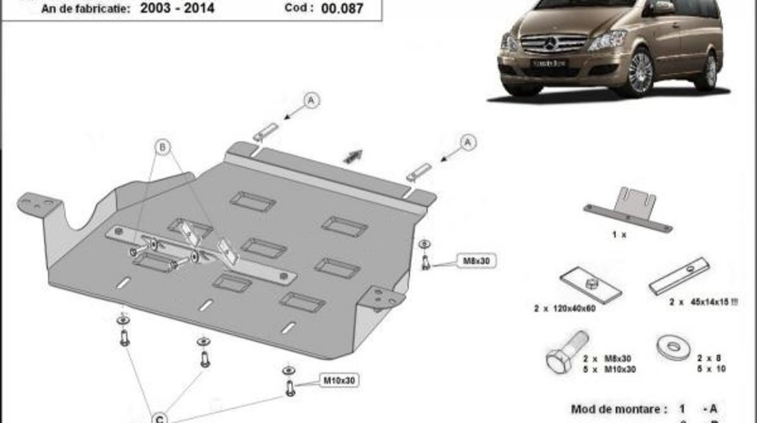 Scut metalic cutie de viteze Mercedes Viano W639 2.2Diesel, 2x4 2003-2014