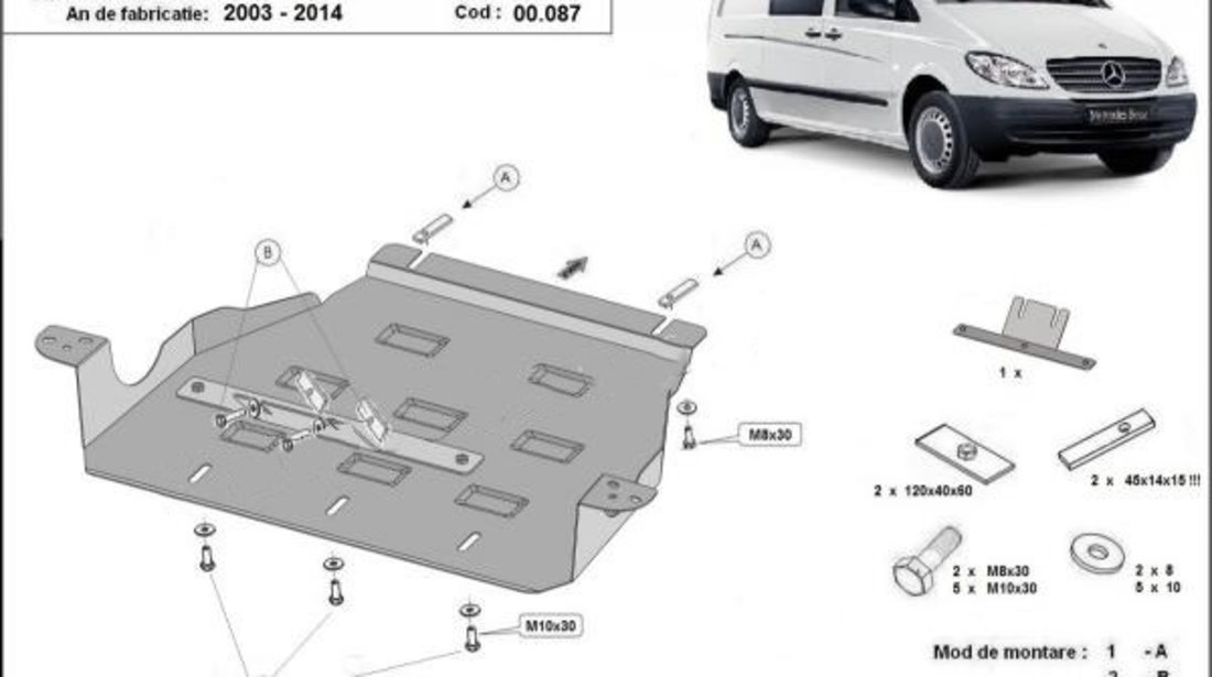 Scut metalic cutie de viteze Mercedes Vito W639 2.2Diesel, 2x4 2003-2014